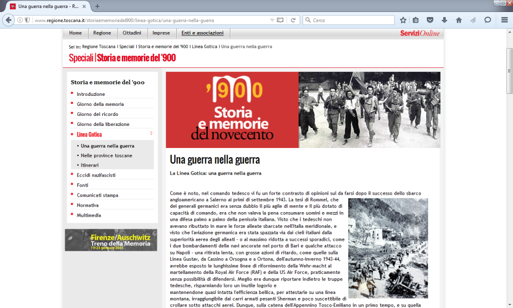 Fig. 2 - Una guerra nella guerra (http://www.regione.toscana.it/storiaememoriedel900/linea-gotica/una-guerra-nella-guerra)