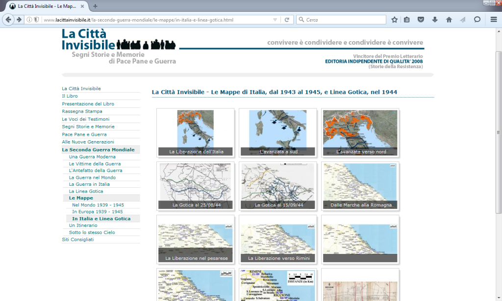 Fig. 7 - mappe della Linea Gotica in La città invisibile (http://www.lacittainvisibile.it/la-seconda-guerra-mondiale/le-mappe/in-italia-e-linea-gotica.html)