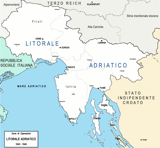 Figura 3. Zona di operazioni Litorale adriatico: 1943 -1945