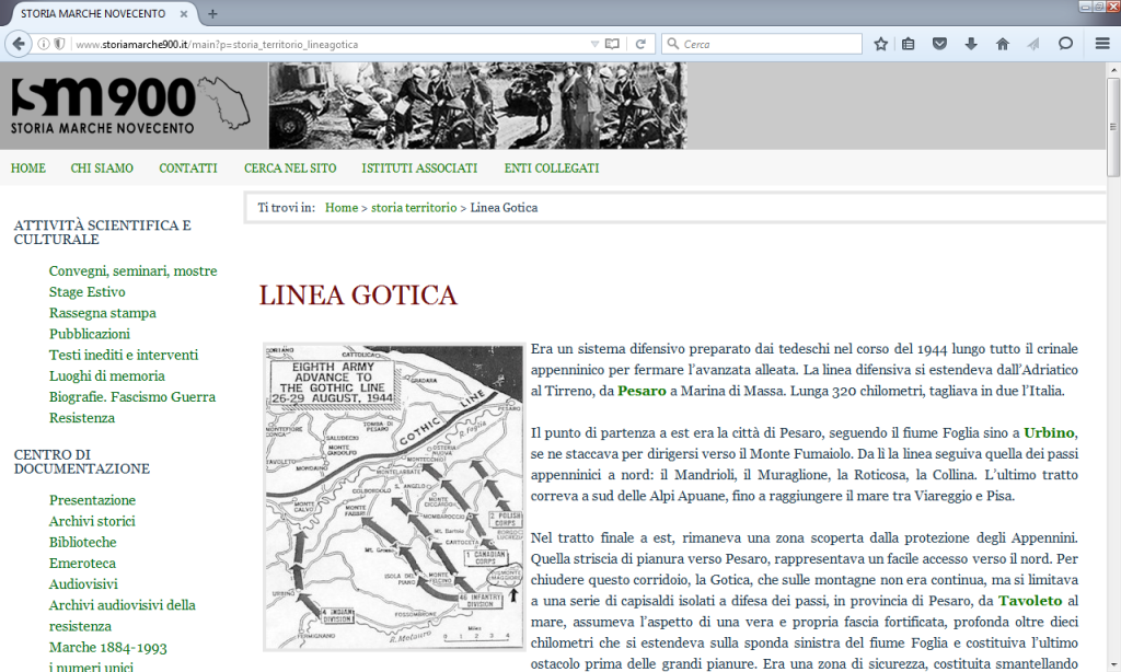 Fig. 4 Linea Gotica in I luoghi di memoria nelle Marche (http://www.storiamarche900.it/main?p=storia_territorio_lineagotica)